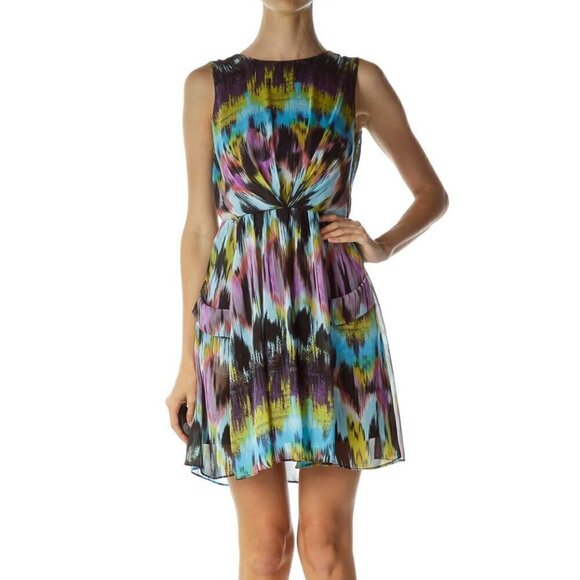Miss Sixty Dresses & Skirts - Miss Sixty Multicolor Print Pocketed Flared Dress